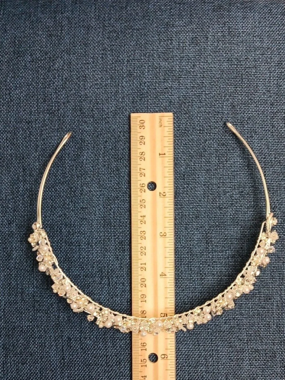 David's Bridal Crystal Pearl Embellished Headband - Silver